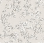 Tapeta do sypialni drobne białe kwiaty ecru GR322201