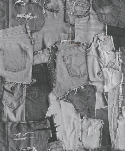Tapeta Ścienna Jeans Spodnie Materiał Szary VP3201 Fliz