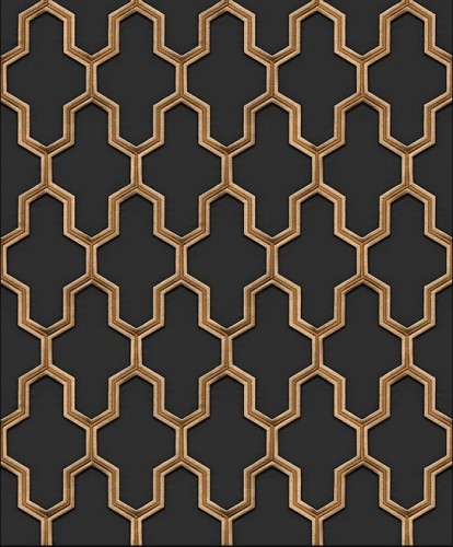 Tapeta 3D Geometria Czarna Złota Nić WF121025 Fliz
