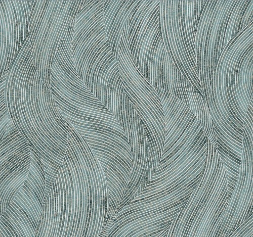 Tapeta Do Salonu Zacierany Tynk Fale Zielone VD219170