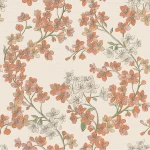 Tapeta Do Sypialni Pomarańczowe Drobne Kwiaty GR322202