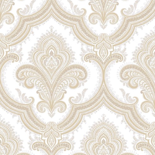 Tapeta Ekskluzywna W Ornamenty Beżowe Złote