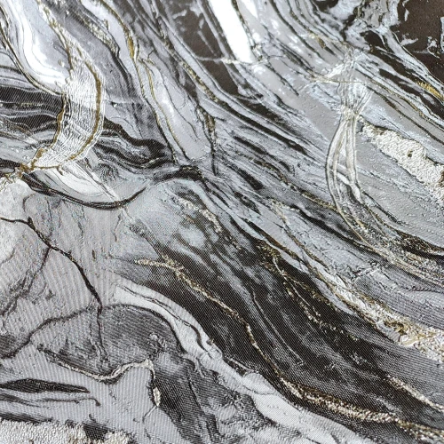 Tapeta Nowoczesna Marmur Tynk Żyłki Czarny Złoty 1068-22