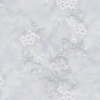 Tapeta Nowoczesna W Drobne Kwiaty Liście Szara 