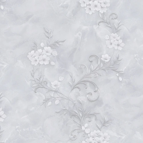 Tapeta Nowoczesna W Drobne Kwiaty Liście Szara 1070-11