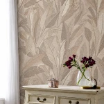 Tapeta Nowoczesna Brązowe Beżowe Liście RE521053