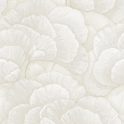 Tapeta Kremowe Ecru Liście Miłorzębu RE521011