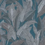 Tapeta Ekskluzywna W Szare Liście Turkus RE521056