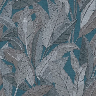 Tapeta Ekskluzywna W Szare Liście Turkus RE521056