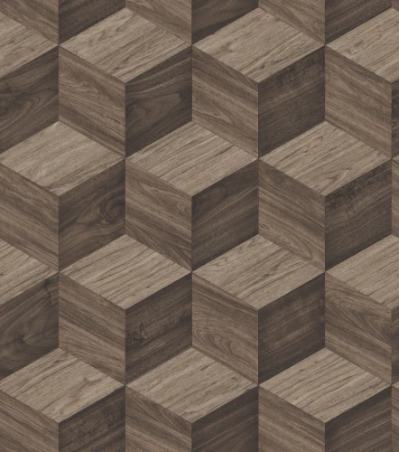 Tapeta Geometryczna 3D Kostki RE521094 Brązowa