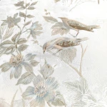 Tapeta Winylowa Botaniczna Ptaki Kwiaty Beżowa Szałwiowa Vintage HER301