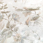 Tapeta Winylowa Botaniczna Ptaki Kwiaty Beżowa Szałwiowa Vintage HER301