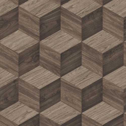 Tapeta Geometryczna 3D Kostki RE521094 Brązowa