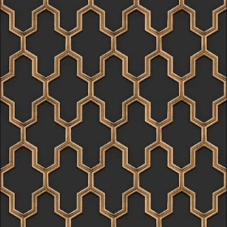 Tapeta 3D Geometria Czarna Złota Nić WF121025 Fliz