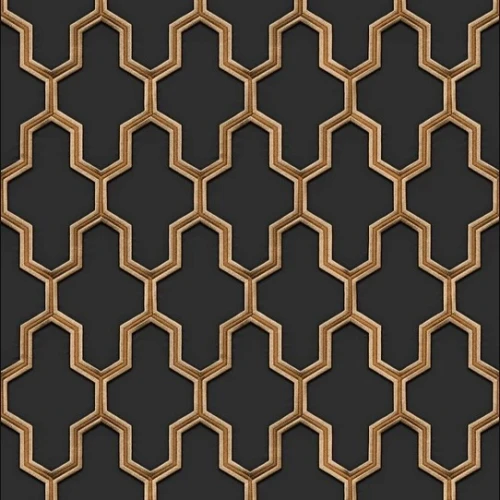 Tapeta 3D Geometria Czarna Złota Nić WF121025 Fliz